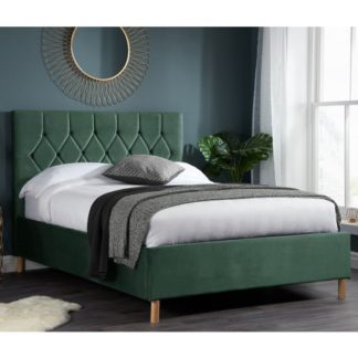 An Image of Loxley Fabric Upholstered Double Bed In Green