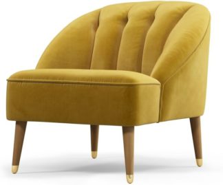 An Image of Custom MADE Margot Accent Armchair, Antique Gold Velvet, Light Wood Brass Leg