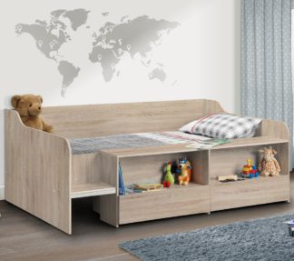 An Image of Stella Oak Wooden Kids Low Sleeper Cabin Storage Bed Frame - 3ft Single