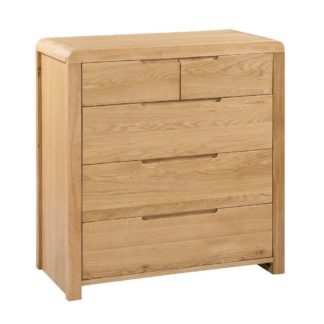 An Image of Curve Oak 3+2 Drawer Wooden Chest