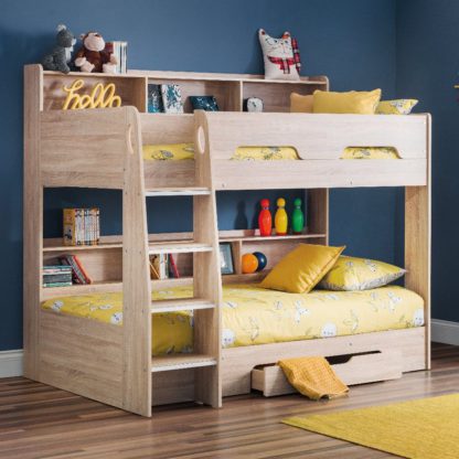 An Image of Orion Oak Wooden Storage Bunk Bed Frame Only - 3ft Single