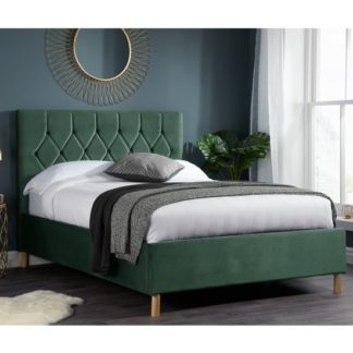 An Image of Loxley Fabric Upholstered King Size Ottoman Bed In Green