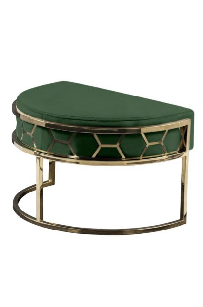 An Image of Alveare Footstool Brass -Bottle Green