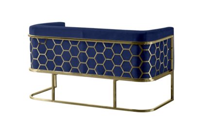 An Image of Alveare Two Seat Sofa - Brass - Blue