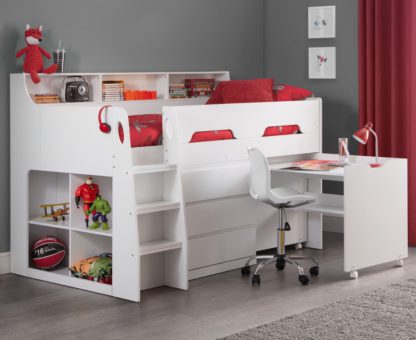 An Image of Jupiter White Wooden Mid Sleeper Cabin Bed Frame - 3ft Single