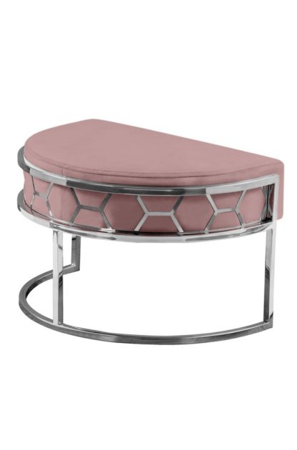 An Image of Alveare Footstool Silver - Blush Pink