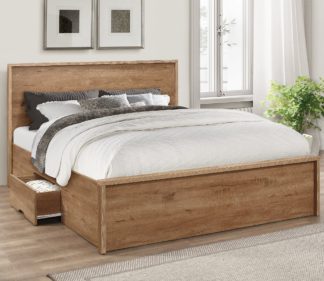 An Image of Stockwell Oak Wooden Storage Bed Frame - 4ft6 Double
