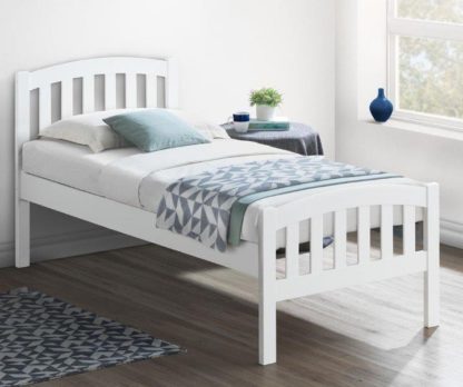 An Image of Lyon White Wooden Bed Frame - 3ft Single