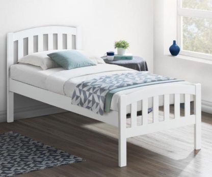 4bcd83741263474c51ddb33a4858e01ffa5a9abbbf66c206ed45e583fd7eaa56.jpg An Image of Lyon White Wooden Bed Frame - 3ft Single