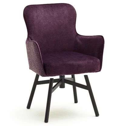 An Image of Hexo Merlot Fabric Dining Chair With Black Round Frame