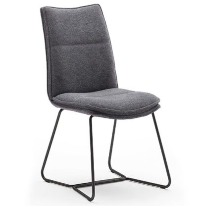 An Image of Ciko Fabric Dining Chair In Anthracite With Matt Black Legs