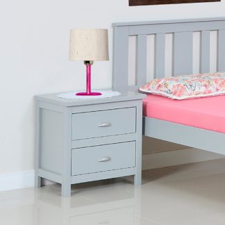 An Image of Kingston Grey Wooden 2 Drawer Bedside Table