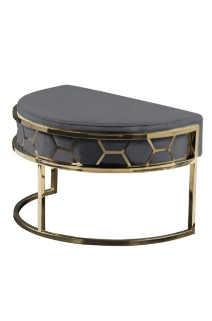 An Image of Alveare Footstool Brass -Smoke Grey