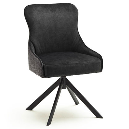 5ba508edf241d33d26ebe59e581b0dd930ea19a80c699d4e2e09f7a16c5e6bf6.jpg An Image of Hexo Fabric Dining Chair In Anthracite And Black Oval Frame