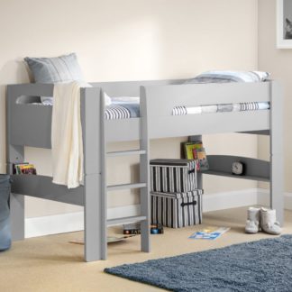 An Image of Pluto Dove Grey Wooden Mid Sleeper Frame - 3ft Single