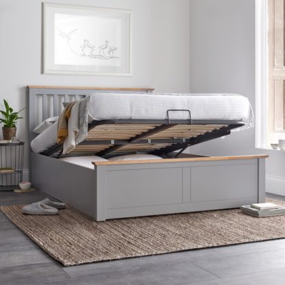 An Image of Malmo Grey Wooden Ottoman Bed - 4ft6 Double