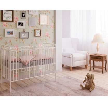 An Image of Vintage White Metal Baby Cot Frame - 60 x 120 cm