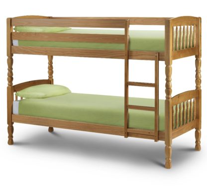 An Image of Lincoln Antique Solid Pine Wooden Bunk Bed Frame - 2ft6 Small Single