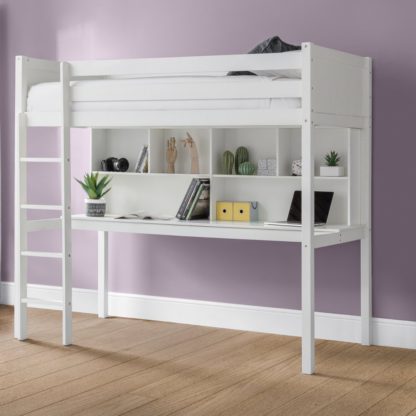 An Image of Titan White Wooden High Sleeper Frame - 3ft Single