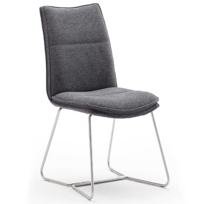 An Image of Ciko Fabric Dining Chair In Anthracite With Brushed Legs