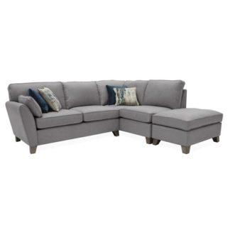 An Image of Barresi Chenille Fabric Right Hand Corner Sofa In Grey