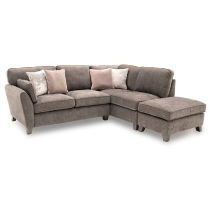 74a5ed330fd36093784a2b37e339e8606436f0b429d6ca1defc0f5bfd76f5e6e.jpg An Image of Barresi Chenille Fabric Right Hand Corner Sofa In Mushroom