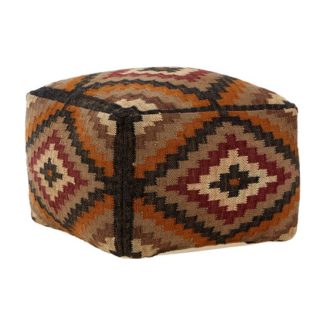An Image of Botin Fabric Upholstred Aztec Pouffe In Multi-Colour
