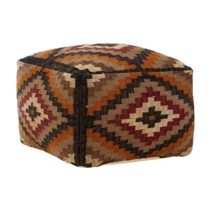 An Image of Botin Fabric Upholstred Aztec Pouffe In Multi-Colour