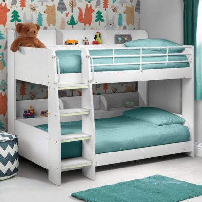 An Image of Domino White Wooden and Metal Kids Storage Bunk Bed Frame - 3ft Single