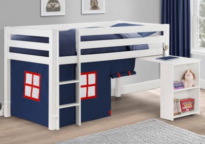 8330c8ebcee296fe294e776a52deb7a383b4e7ed814258bd96aeccc1ff013bac.jpg An Image of Wendy White Wooden Mid Sleeper With Blue Tent Frame Only - 3ft Single