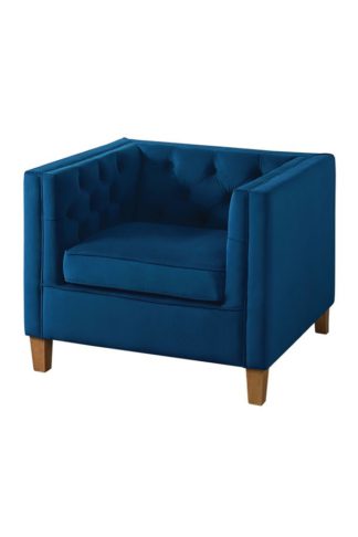 An Image of Miasto Armchair Ink Blue Velvet