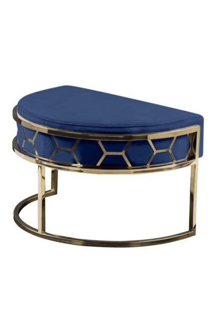 An Image of Alveare Footstool Brass - Royal Blue