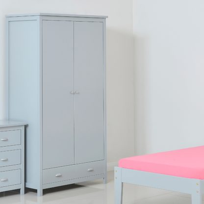 9283191f0927afb6df4ffdca697a656e2c17e7675e1f0c7359408287b0a596a4.jpg An Image of Kingston Grey Wooden 2 Door Combination Wardrobe