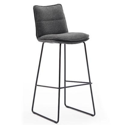 An Image of Ciko Fabric Bar Stool In Anthracite With Matt Black Steel Legs