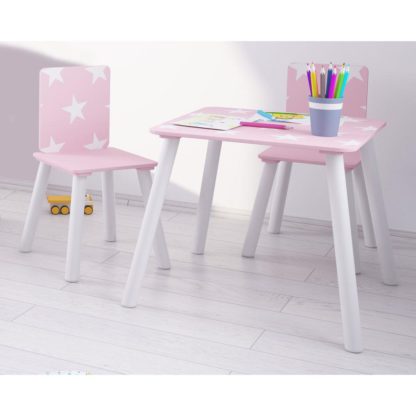 An Image of Star Pink and White Table and Chairs