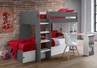 An Image of Eclipse Grey and White Wooden Storage Bunk Bed Frame - 3ft Single