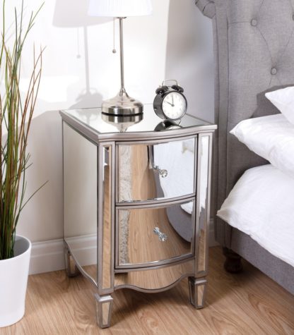 An Image of Elysee Mirrored 2 Drawer Bedside Table