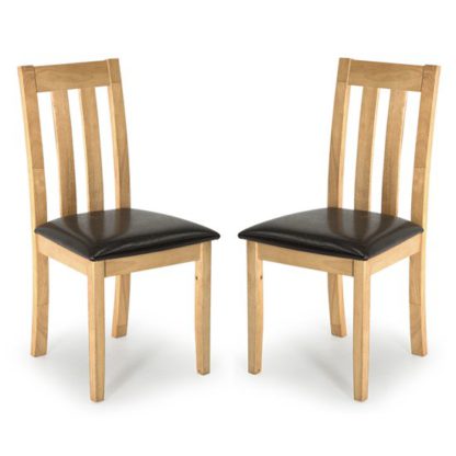An Image of Annect Natural Wooden Dining Chairs In Pair