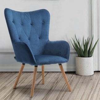 An Image of Willow Midnight Blue Velvet Fabric Chair