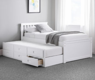 An Image of Maisie White Wooden Guest Bed Frame - 3f Single