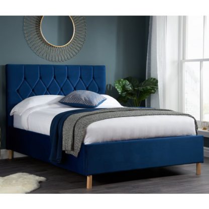 An Image of Loxley Fabric Upholstered King Size Bed In Blue
