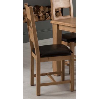 An Image of Brex Brown Leather Seat Dining Chair In Natural