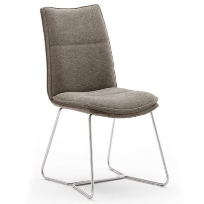 An Image of Ciko Fabric Dining Chair In Cappuccino With Brushed Legs