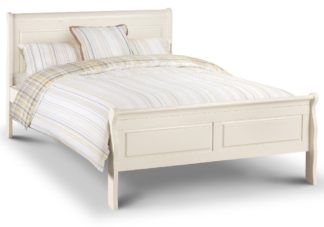 An Image of Wooden Scroll Sleigh Bed Frame 3ft Single Amelia Stone White