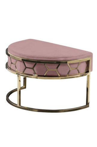 An Image of Alveare Footstool Brass -Blush Pink