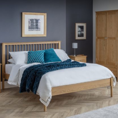 An Image of Cotswold Oak Wooden Bed Frame Only - 4ft6 Double