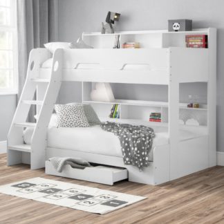 An Image of Orion White Wooden Storage Triple Sleeper Bunk Bed Frame - 3ft Single Top and 4ft Small Double Bottom
