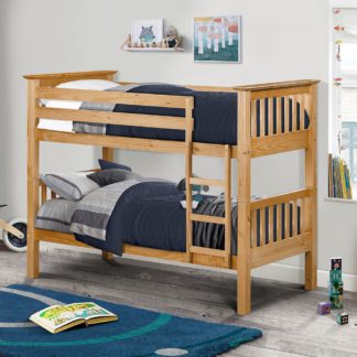 An Image of Barcelona Antique Solid Pine Wooden Bunk Bed Frame - 3ft Single