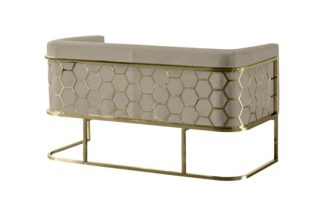 An Image of Alveare Two Seat Sofa - Brass - Taupe