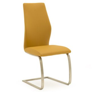 An Image of Irma Faux Leather Dining Chair In Pumpkin With Steel Legs